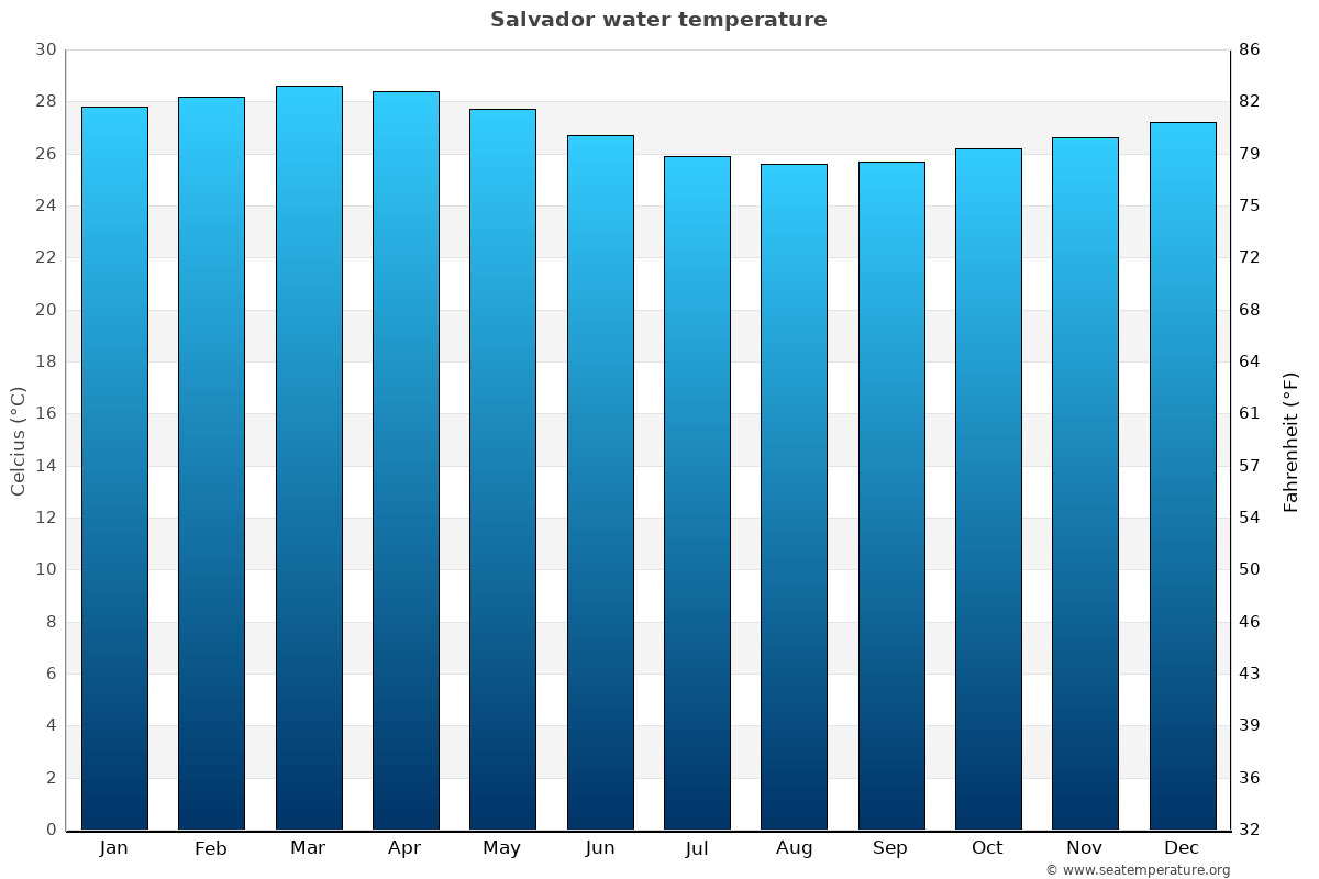 Salvador average water temp chart