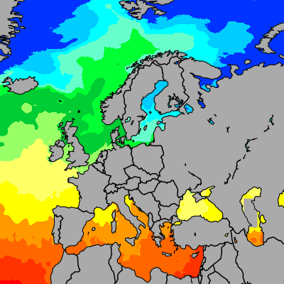 Today Europe sea temperatures