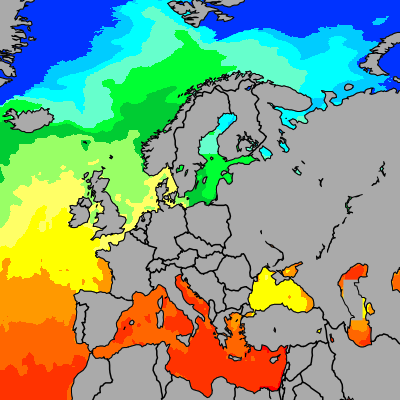 Today Europe sea temperatures