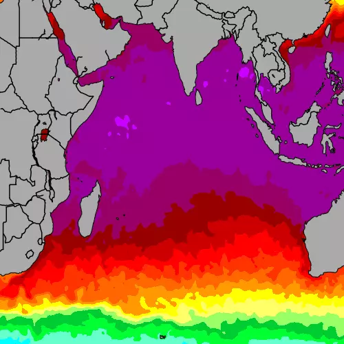 Indian Ocean temperature map