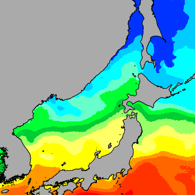 Sea of Japan temperature map