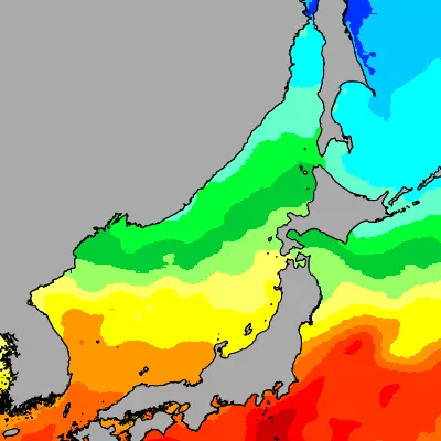 Sea of Japan temperature map