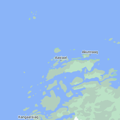 Map showing location of Aasiaat (68.709810, -52.869880)