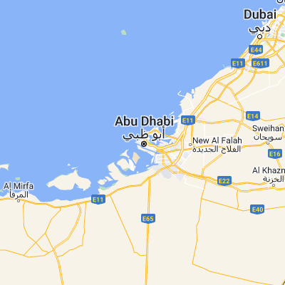Map showing location of Abu Dhabi (24.466670, 54.366670)