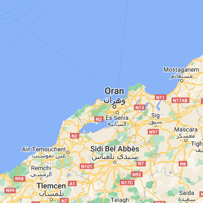 Map showing location of ’Aïn el Turk (35.743810, -0.769300)