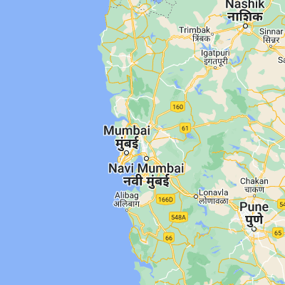 Map showing location of Airoli (19.150960, 72.996250)