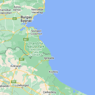 Map showing location of Akhtopol (42.100000, 27.950000)