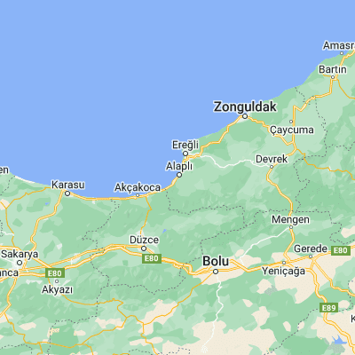 Map showing location of Alaplı (41.169400, 31.379170)