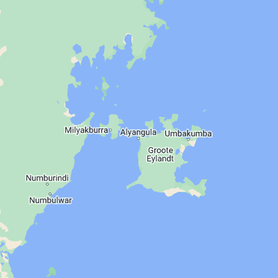 Map showing location of Alyangula (-13.854130, 136.421300)