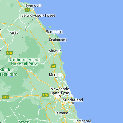 Map showing location of Amble (55.333330, -1.583330)