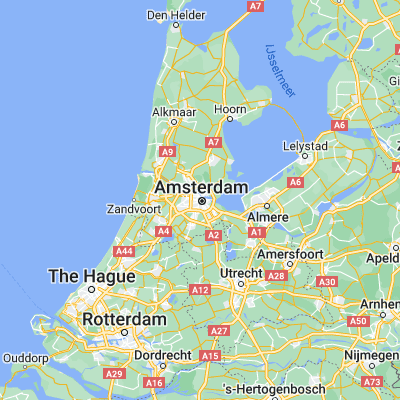 Map showing location of Amsterdam (52.374030, 4.889690)