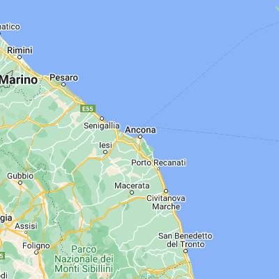 Map showing location of Ancona (43.598160, 13.510080)
