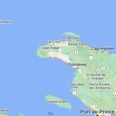 Map showing location of Anse Rouge (19.633330, -73.050000)