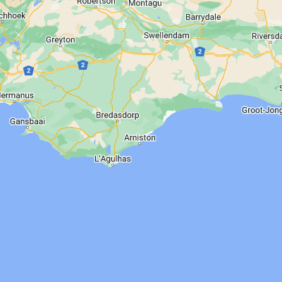 Map showing location of Arniston (-34.666667, 20.230556)