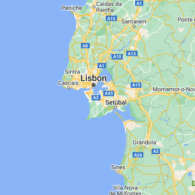 Map showing location of Arrentela (38.616670, -9.100000)