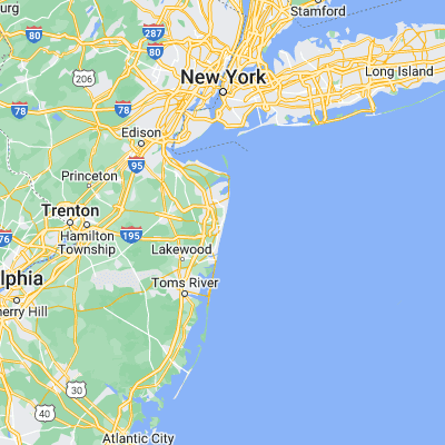 Map showing location of Asbury Park (40.220390, -74.012080)