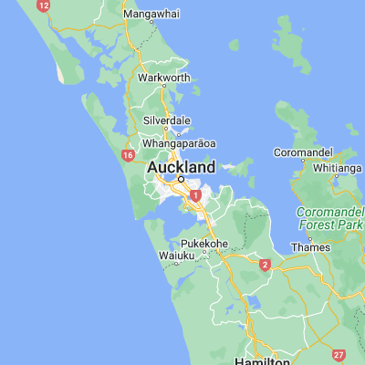 Map showing location of Auckland (-36.866670, 174.766670)