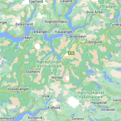 Map showing location of Aurlandsvangen (60.908140, 7.189770)