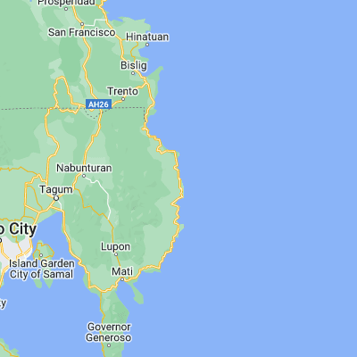 Map showing location of Baganga (7.573890, 126.560000)