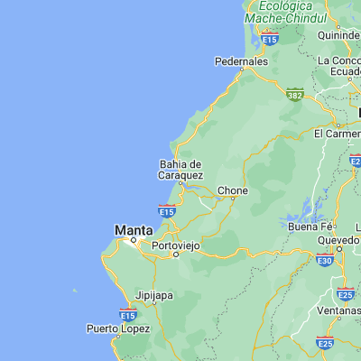 Map showing location of Bahía de Caráquez (-0.600000, -80.416670)