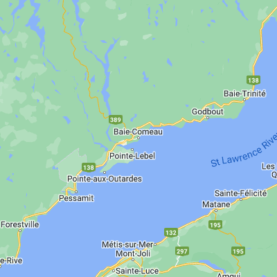 Map showing location of Baie-Comeau (49.216790, -68.148940)