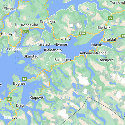 Map showing location of Ballangen (68.342830, 16.831450)