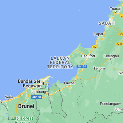 Map showing location of Bandar Labuan (5.288830, 115.269240)