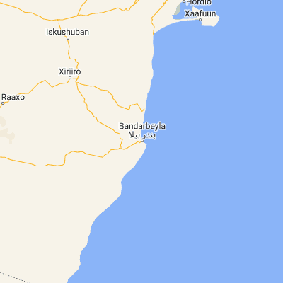 Map showing location of Bandarbeyla (9.494200, 50.812200)