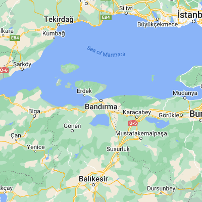 Map showing location of Bandırma (40.352220, 27.976670)