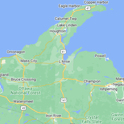 Map showing location of Baraga (46.778540, -88.489020)