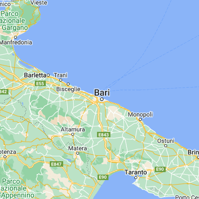 Map showing location of Bari (41.117730, 16.851180)
