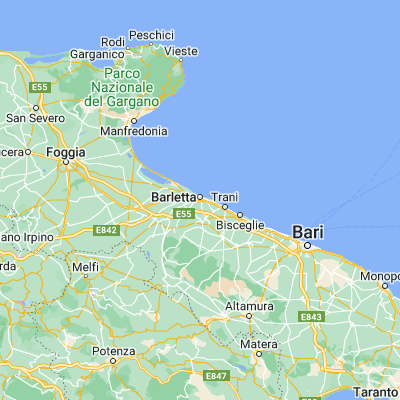 Map showing location of Barletta (41.311830, 16.290770)