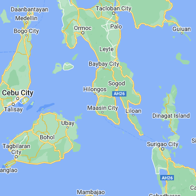Map showing location of Bato (10.327780, 124.791110)