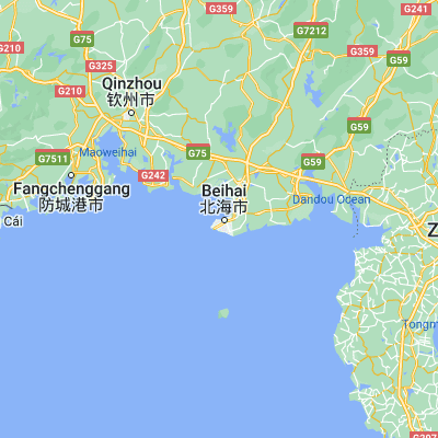 Map showing location of Beihai (21.483330, 109.100000)