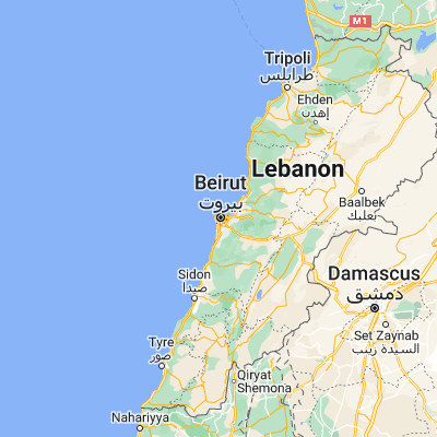 Map showing location of Beirut (33.888940, 35.494420)