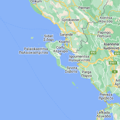 Map showing location of Benítsai (39.545560, 19.907220)