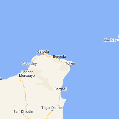 Map showing location of Bereeda (11.870370, 51.057950)
