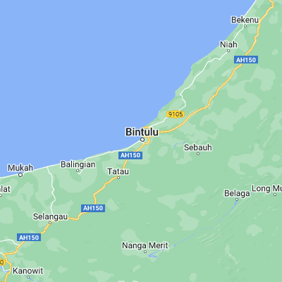 Map showing location of Bintulu (3.166670, 113.033330)