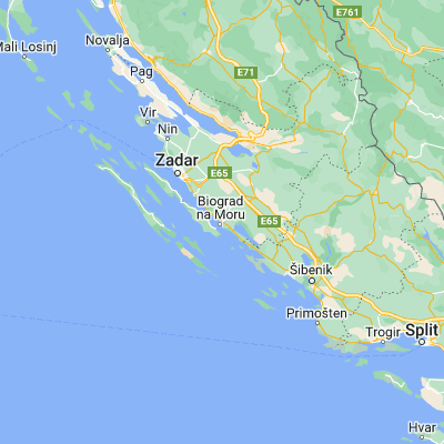 Map showing location of Biograd na Moru (43.943330, 15.451940)