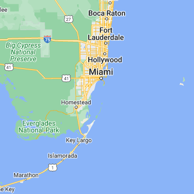 Map showing location of Biscayne Bay (25.577530, -80.234560)