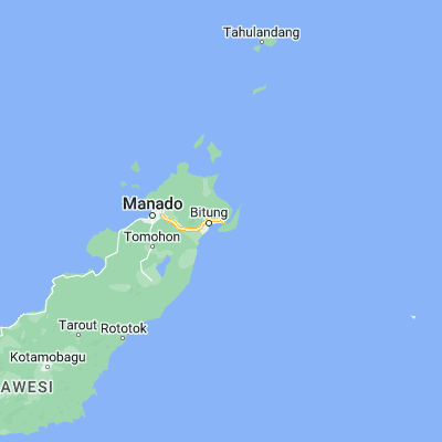 Map showing location of Bitung (1.445100, 125.182400)