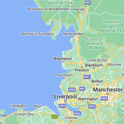 Map showing location of Blackpool (53.816670, -3.050000)