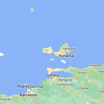 Map showing location of Boca del Río (10.967570, -64.180500)