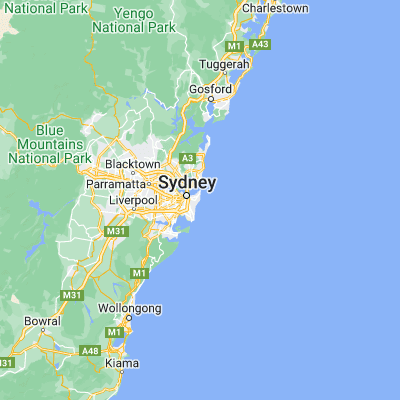 Map showing location of Bondi Beach (-33.891690, 151.277620)