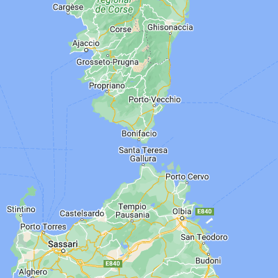 Map showing location of Bonifacio (41.387400, 9.159420)