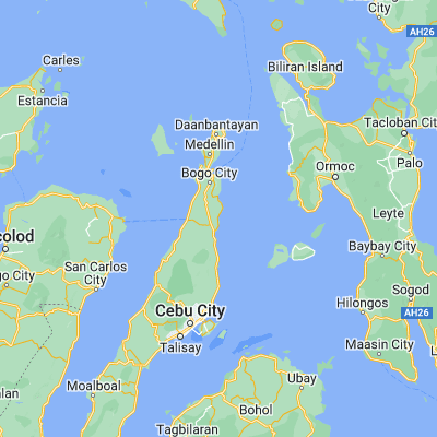 Map showing location of Borbon (10.838000, 124.029700)