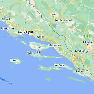 Map showing location of Brac Island (43.305982, 16.851467)