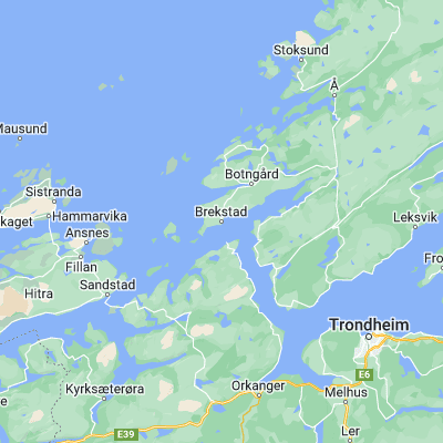 Map showing location of Brekstad (63.686970, 9.665410)