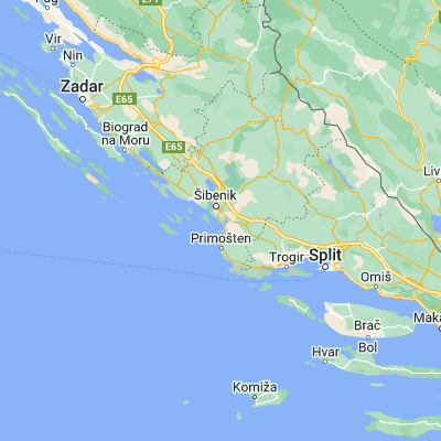 Map showing location of Brodarica (43.680000, 15.919720)
