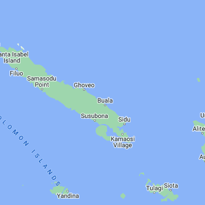 Map showing location of Buala (-8.144970, 159.592120)